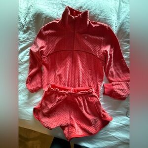 Red Textured Zip-Up Jacket